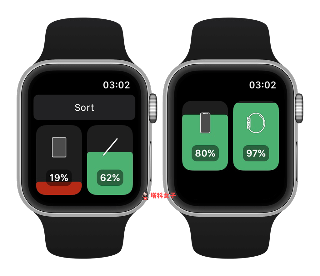 apple watch 查看 apple 装置与配件的电量：cloud battery app